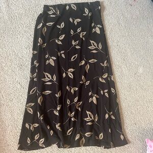 Brown/with flowers midi skirt